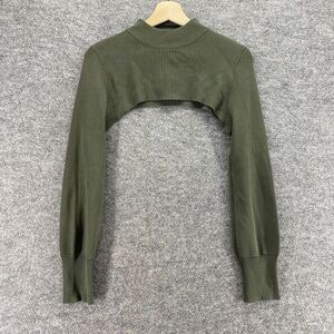 New Ashley Stewart Cropped Top Women 14/16 Gray High Neck Long Sleeve Rayon